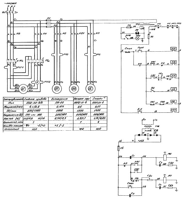 Електрична схема токарно-гвинторізного верстата 16Б20П Схема електрична токарно-гвинторізного верстата 16Б20П